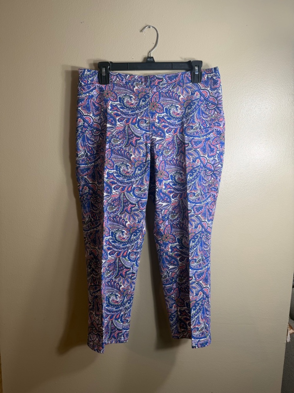 Isaac Mizrahi Live Paisley Ankle Pants Size 16P Colorful Stretch Pull On